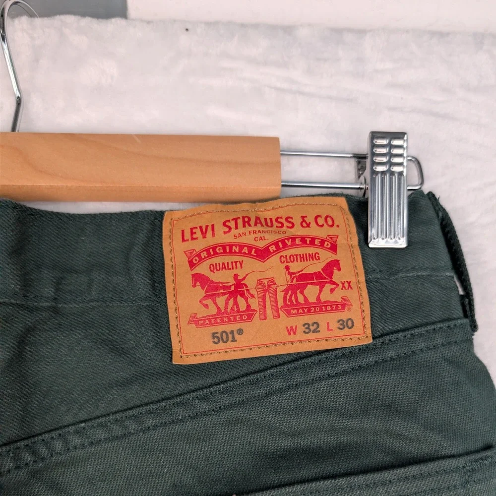 Levi's 501 Jeans Men's 32x28 Green Straight Leg Button Fly Red Tab Streetwear